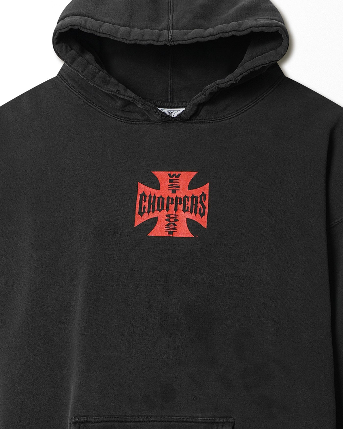 WEST COAST CHOPPERS "CLASSIC RED LOGO" BLACK FADED HOODIE