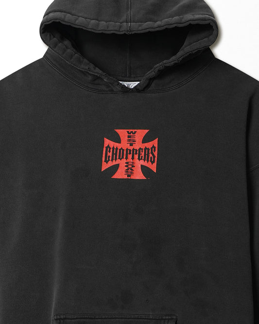 WEST COAST CHOPPERS "CLASSIC RED LOGO" BLACK FADED HOODIE