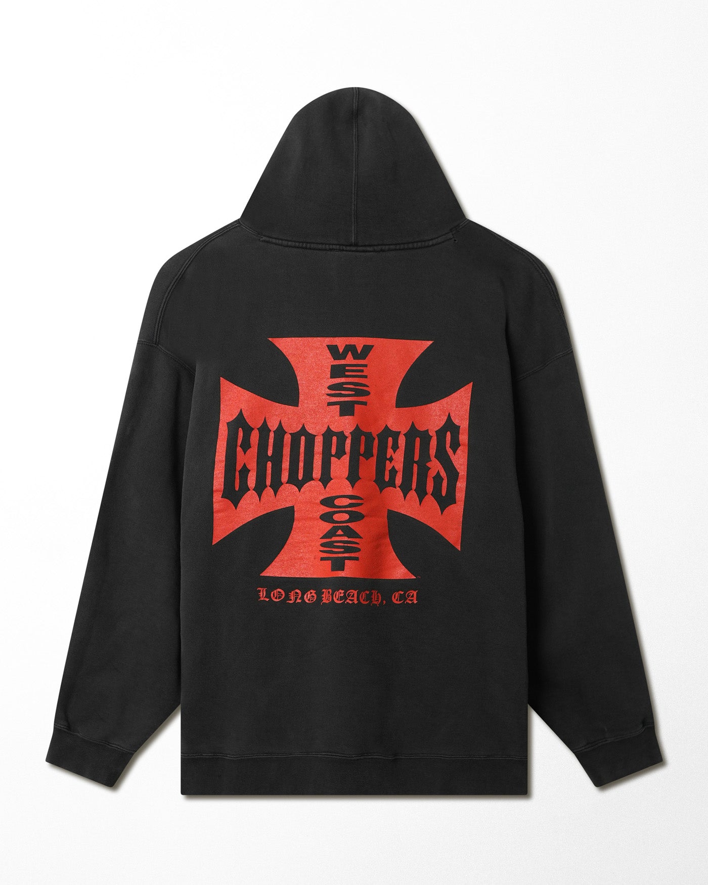 WEST COAST CHOPPERS "CLASSIC RED LOGO" BLACK FADED HOODIE