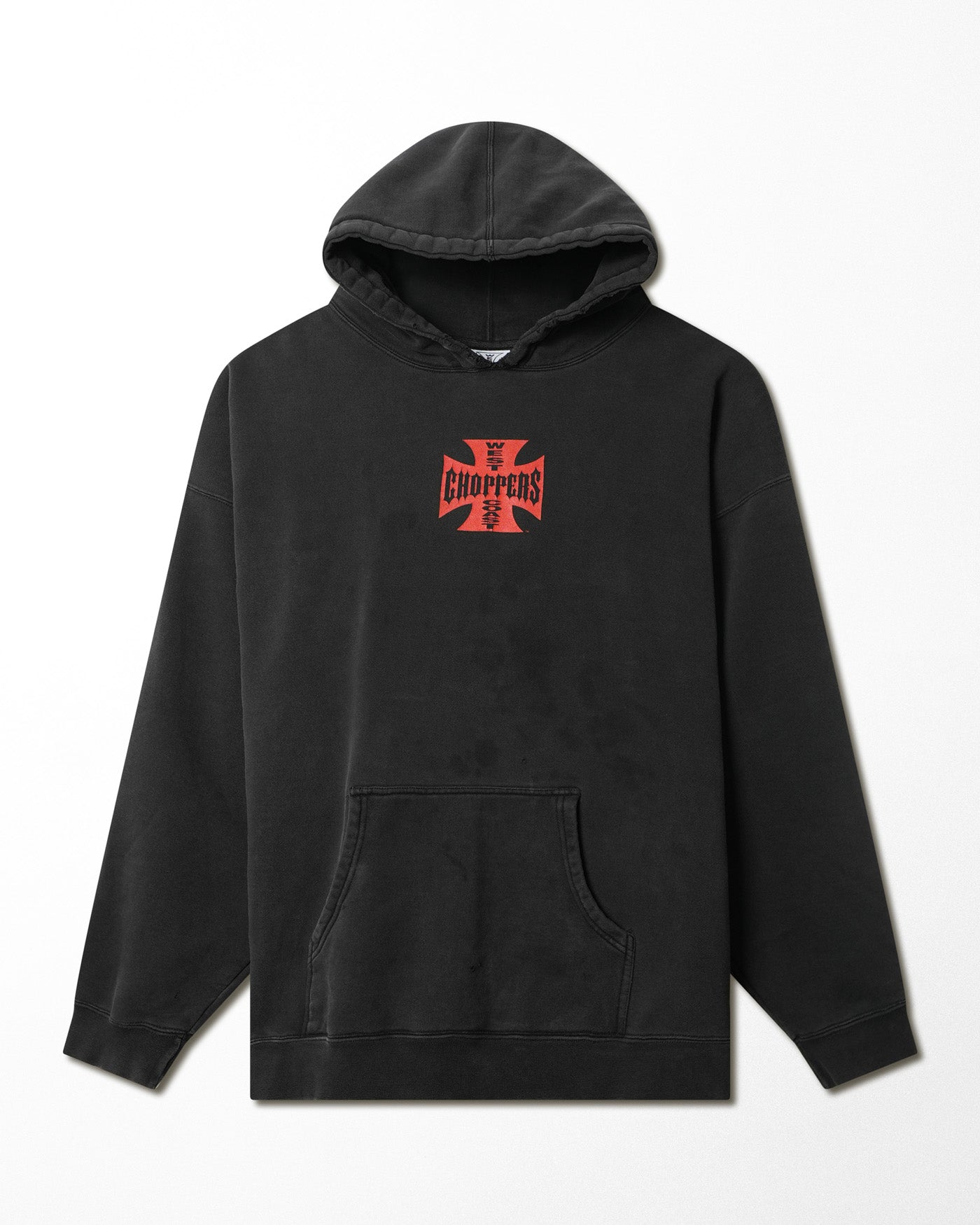 WEST COAST CHOPPERS "CLASSIC RED LOGO" BLACK FADED HOODIE