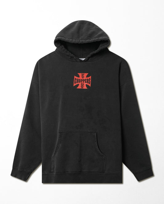 WEST COAST CHOPPERS "CLASSIC RED LOGO" BLACK FADED HOODIE