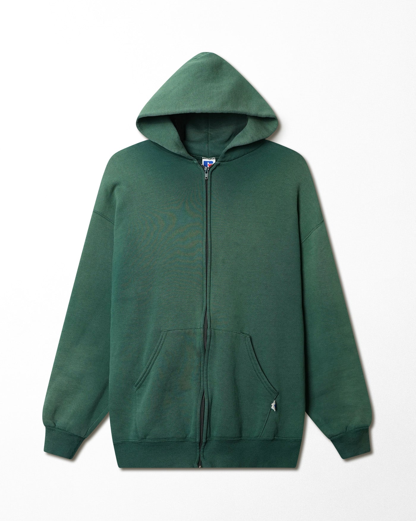 RUSSELL GREEN FADED ZIP HOODIE