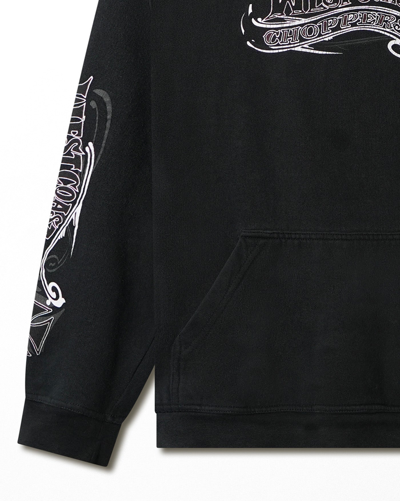 WEST COAST CHOPPERS "SCRIPT LOGO" BLACK FADED HOODIE
