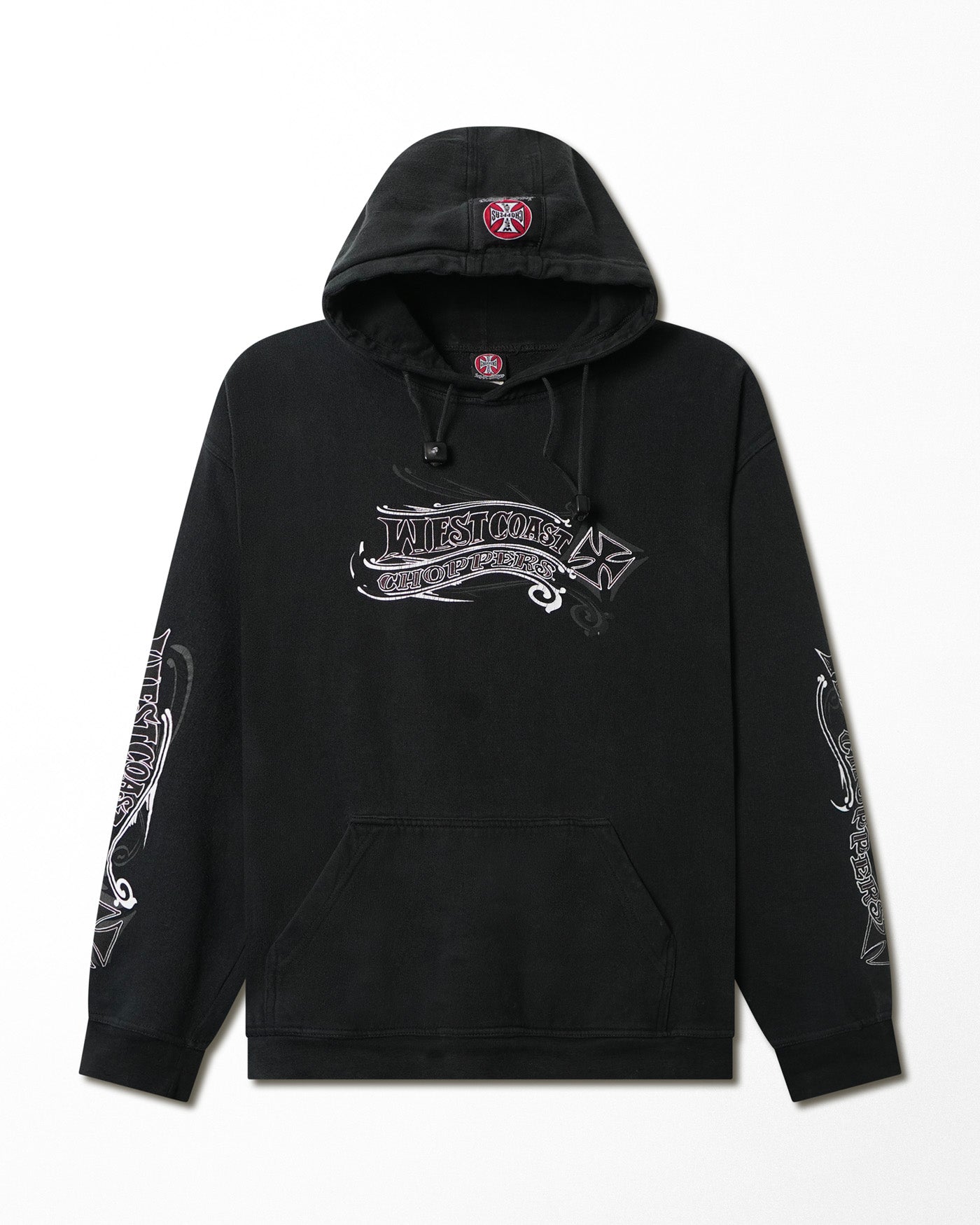 WEST COAST CHOPPERS "SCRIPT LOGO" BLACK FADED HOODIE