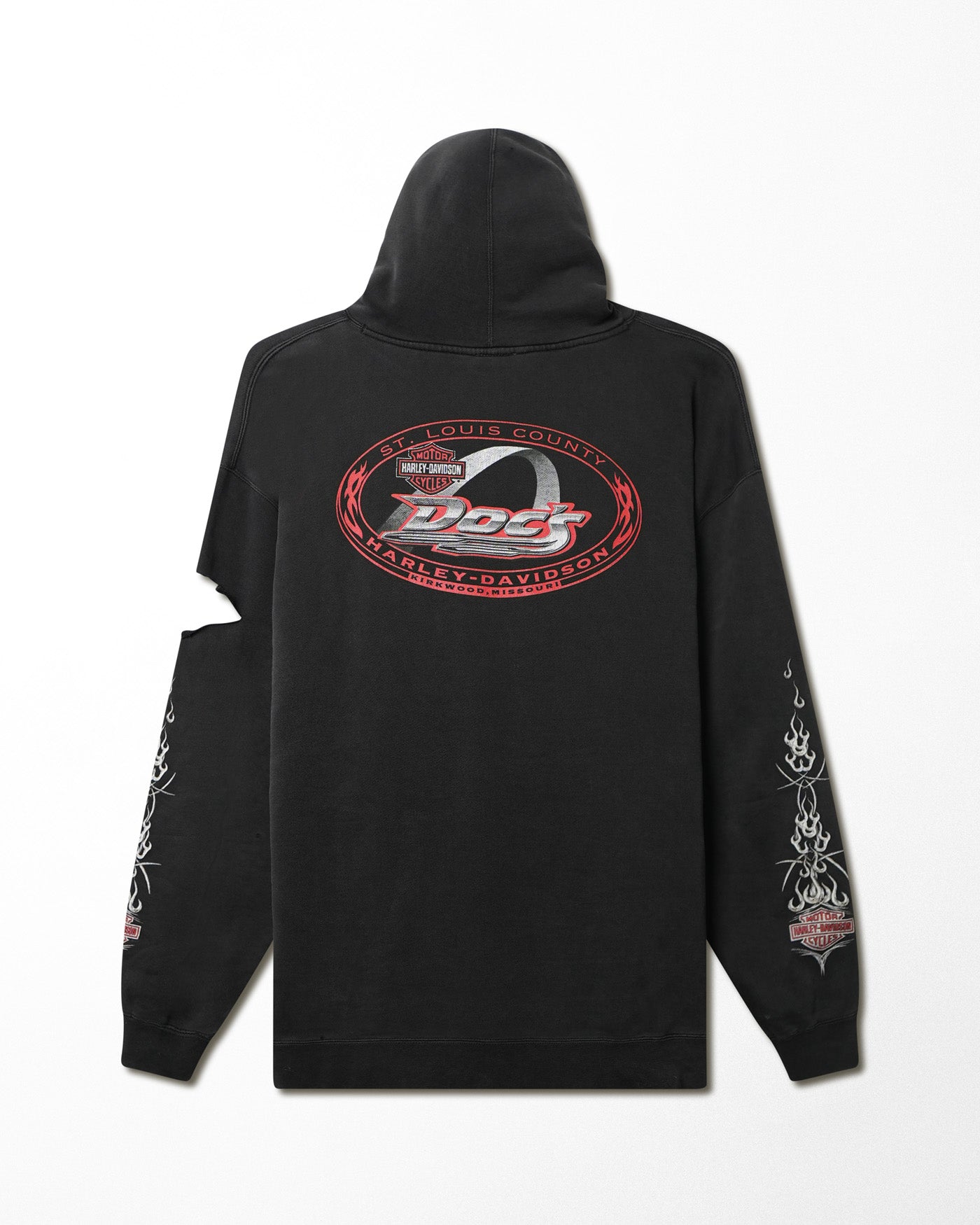 HARLEY DAVIDSON "DOC'S KIRKWOOD" BLACK FADED DISTRESSED HOODIE