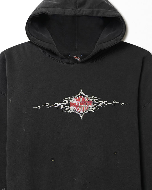 HARLEY DAVIDSON "DOC'S KIRKWOOD" BLACK FADED DISTRESSED HOODIE