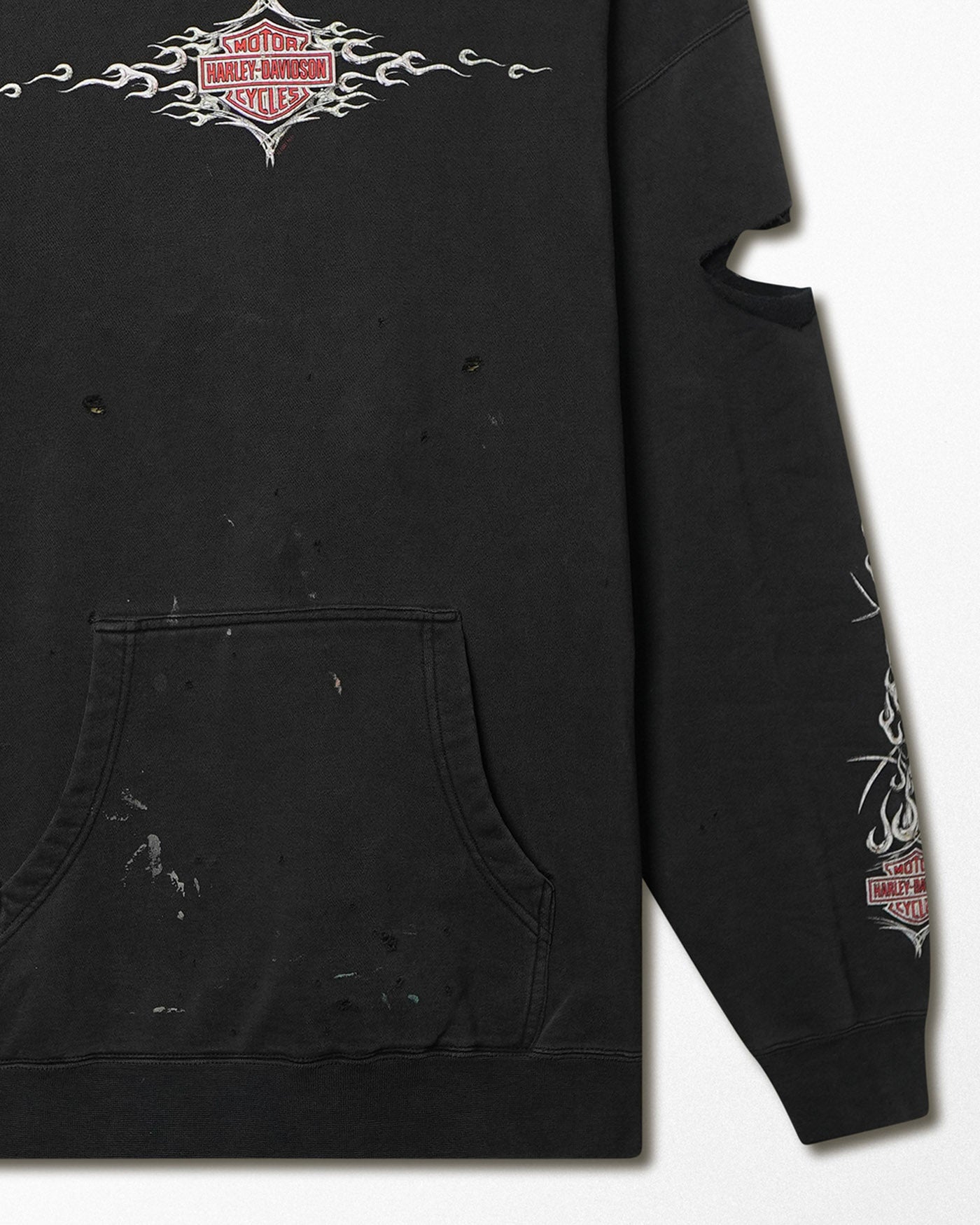 HARLEY DAVIDSON "DOC'S KIRKWOOD" BLACK FADED DISTRESSED HOODIE