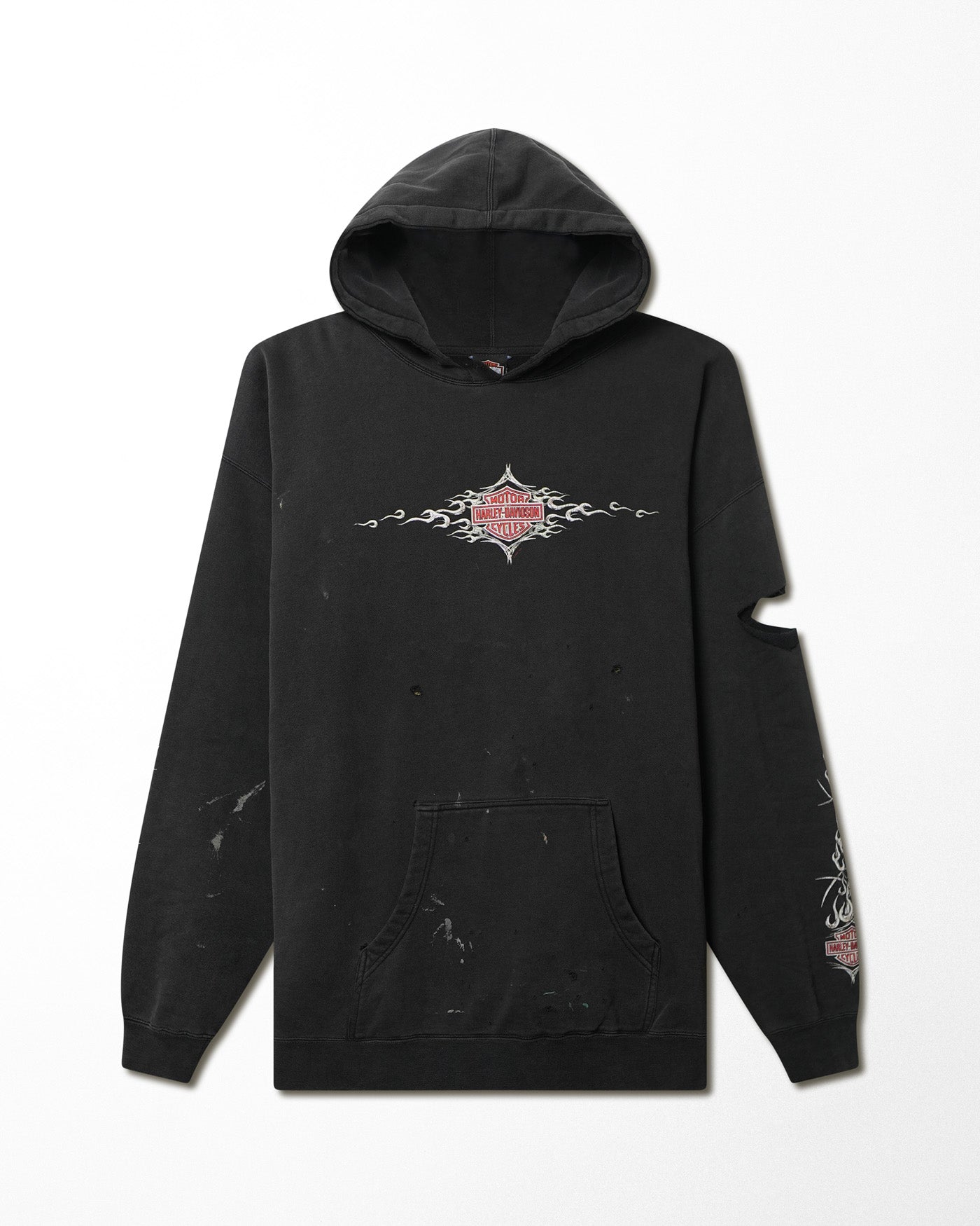 HARLEY DAVIDSON "DOC'S KIRKWOOD" BLACK FADED DISTRESSED HOODIE