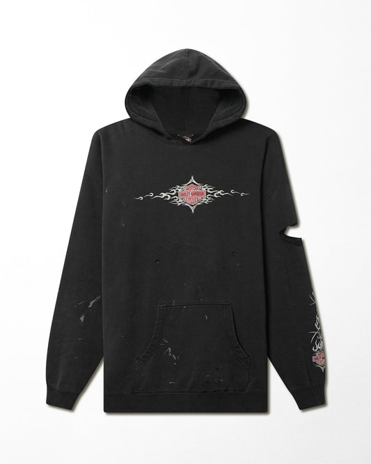 HARLEY DAVIDSON "DOC'S KIRKWOOD" BLACK FADED DISTRESSED HOODIE