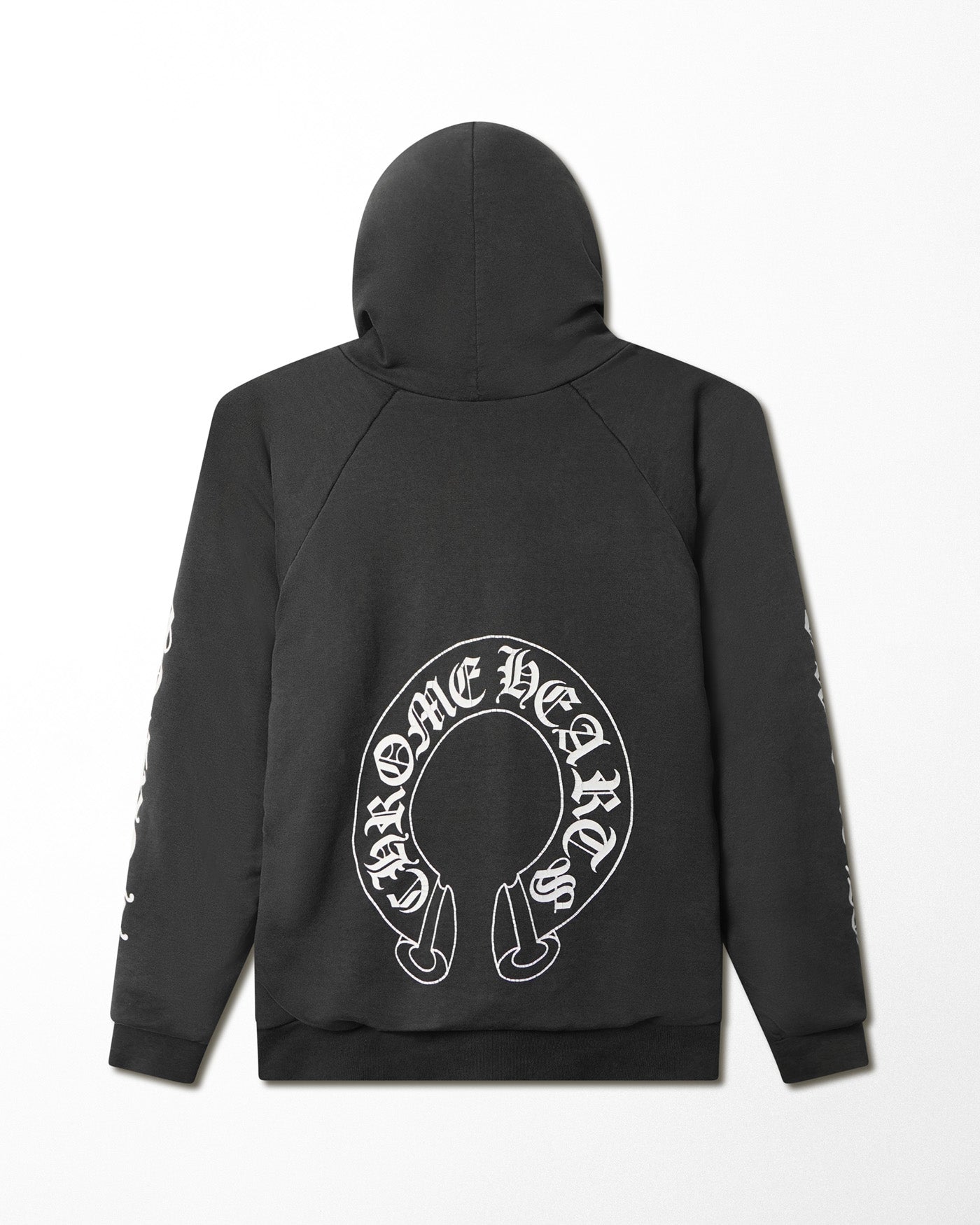 CHROME HEARTS "HORSESHOE" BLACK FADED THERMAL HOODIE