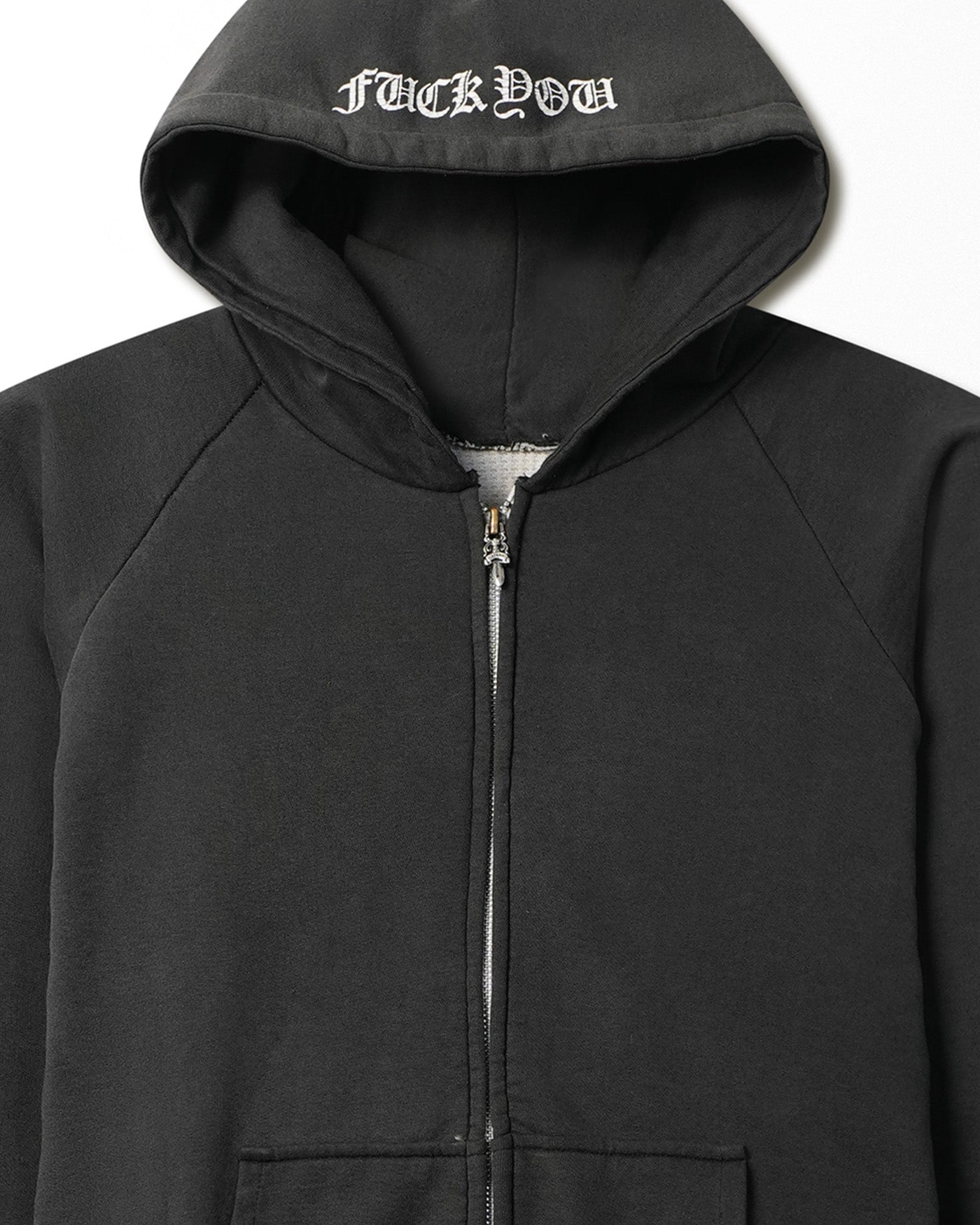 CHROME HEARTS "HORSESHOE" BLACK FADED THERMAL HOODIE