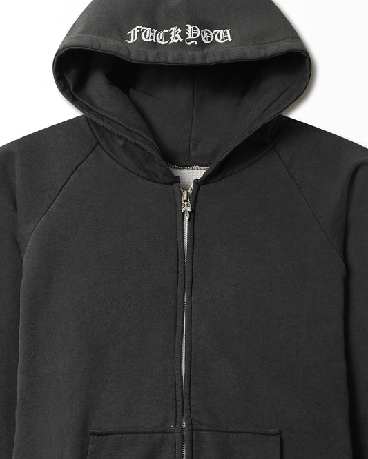 CHROME HEARTS "HORSESHOE" BLACK FADED THERMAL HOODIE