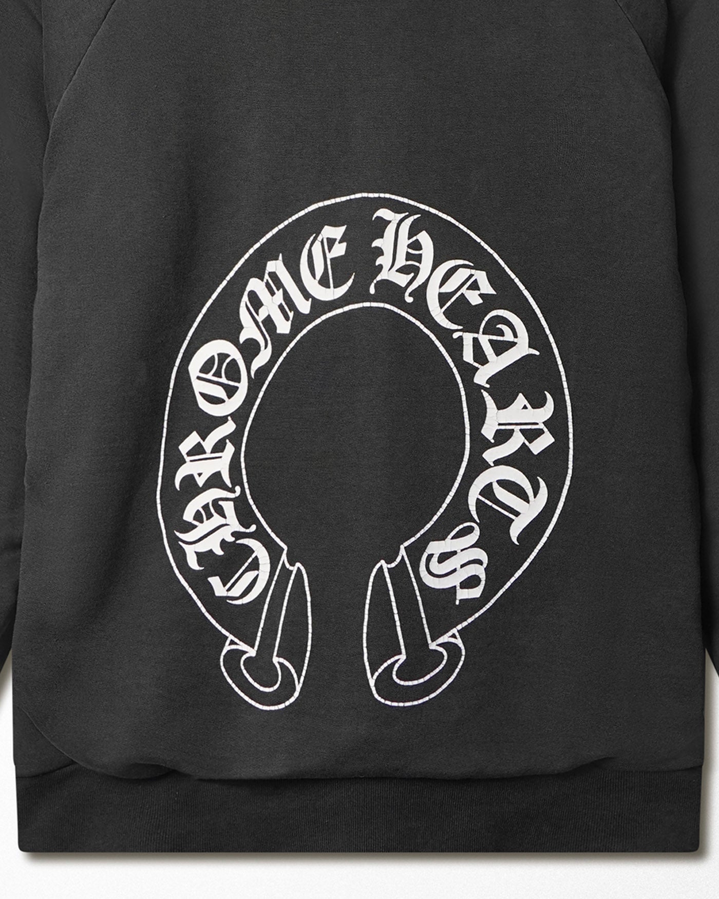 CHROME HEARTS "HORSESHOE" BLACK FADED THERMAL HOODIE