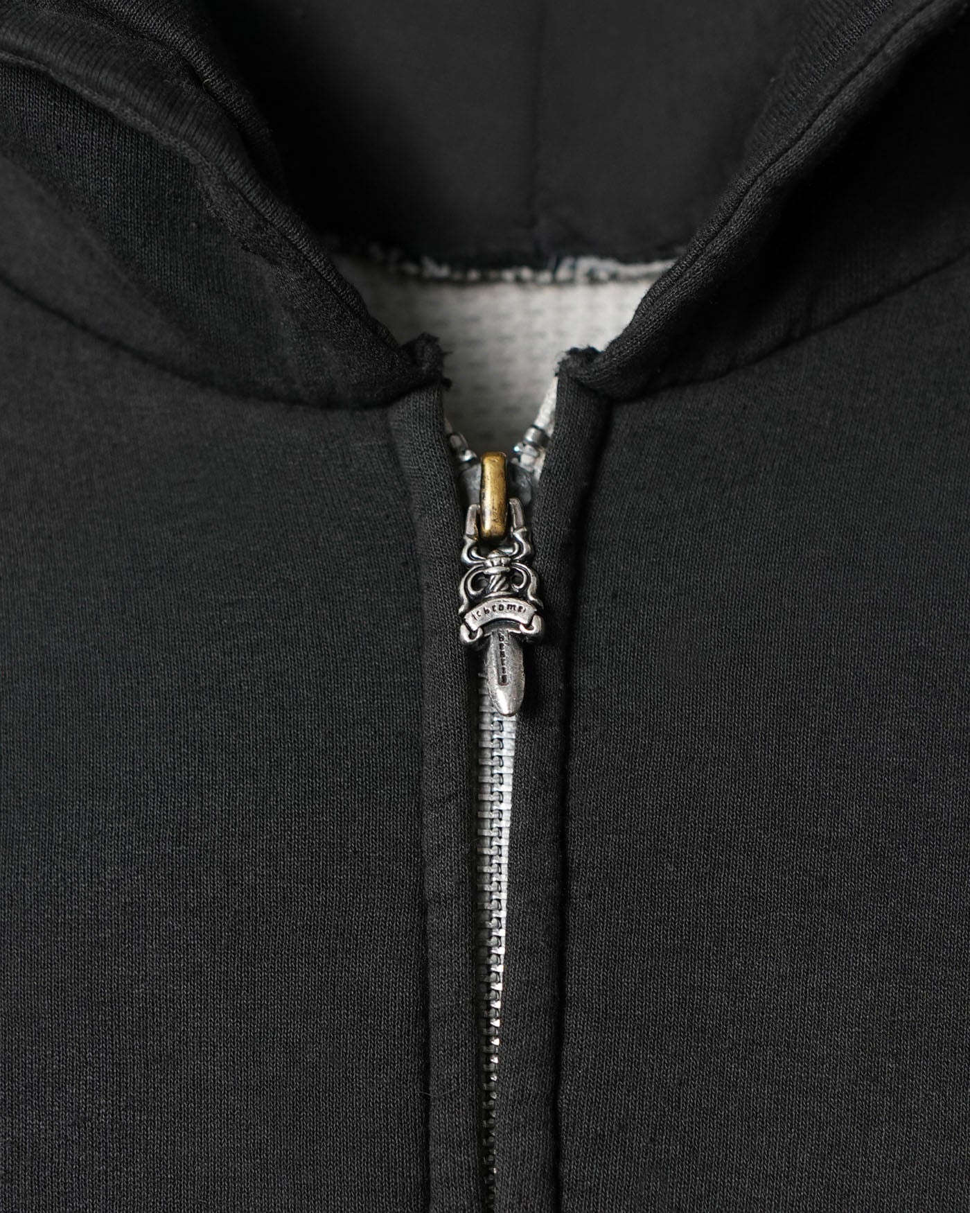 CHROME HEARTS "HORSESHOE" BLACK FADED THERMAL HOODIE