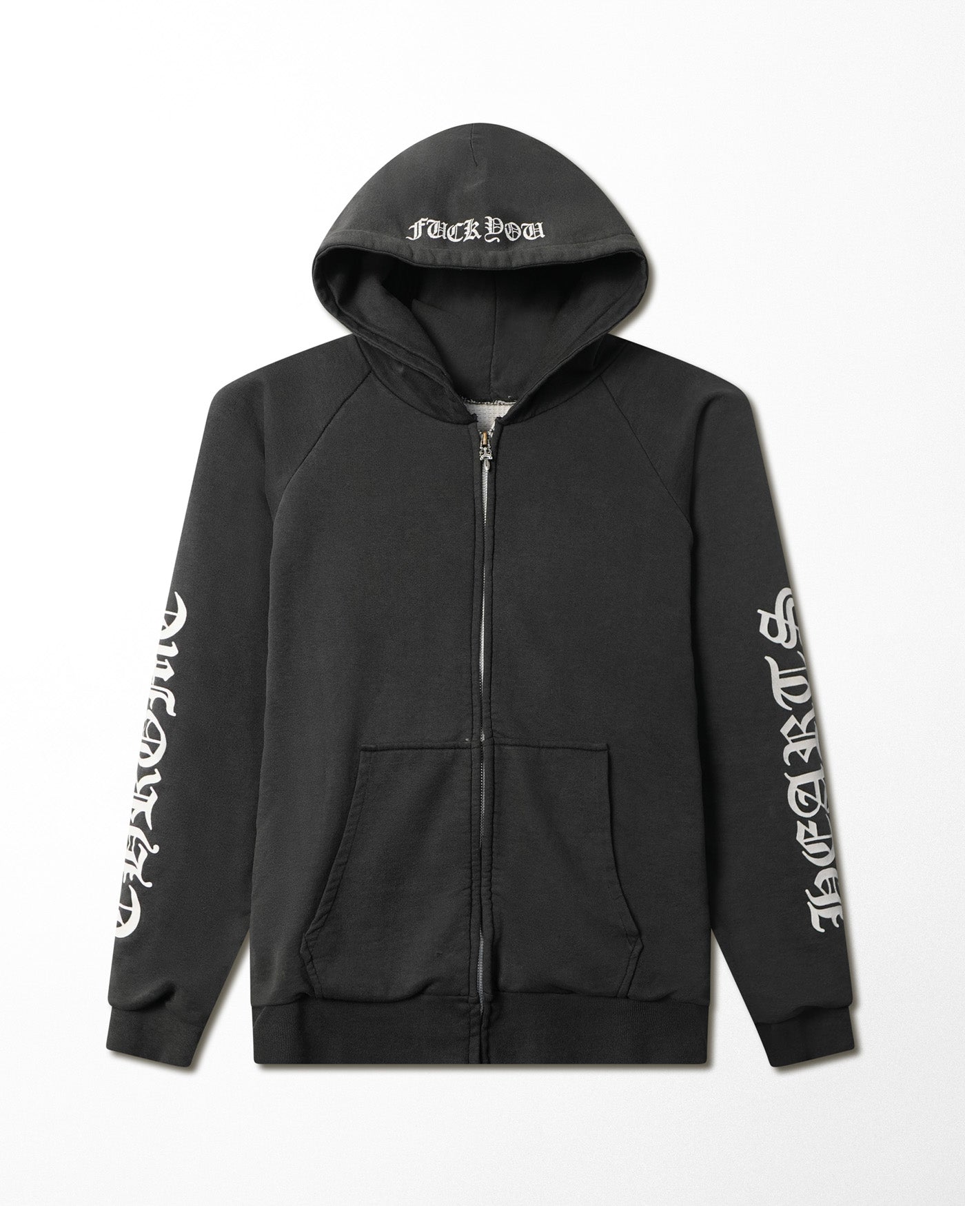 CHROME HEARTS "HORSESHOE" BLACK FADED THERMAL HOODIE