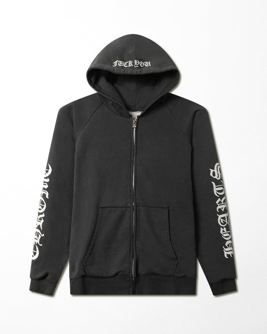 CHROME HEARTS "HORSESHOE" BLACK FADED THERMAL HOODIE