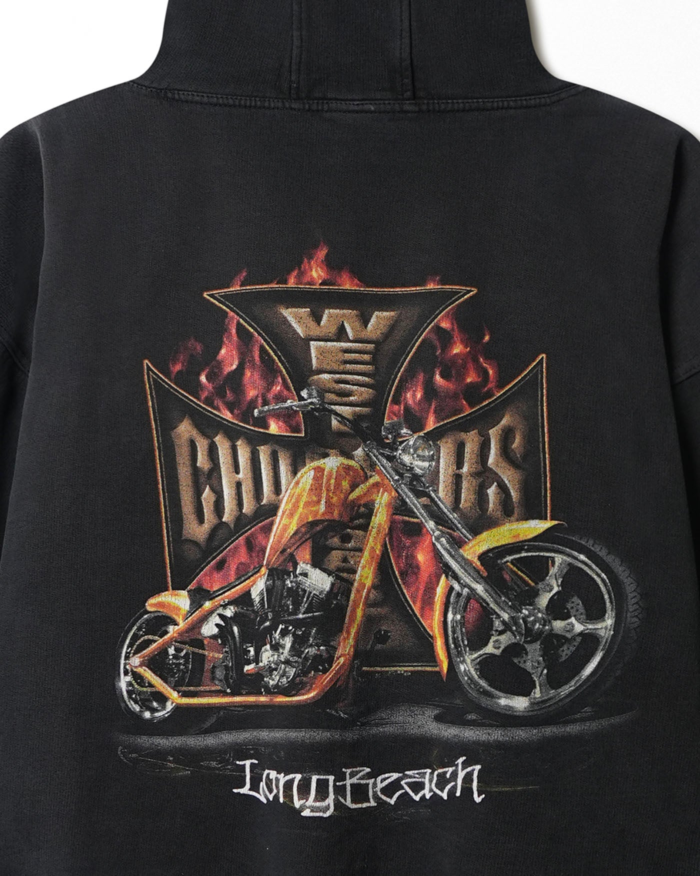 WEST COAST CHOPPERS "GOLD CROSS" BLACK FADED HOODIE