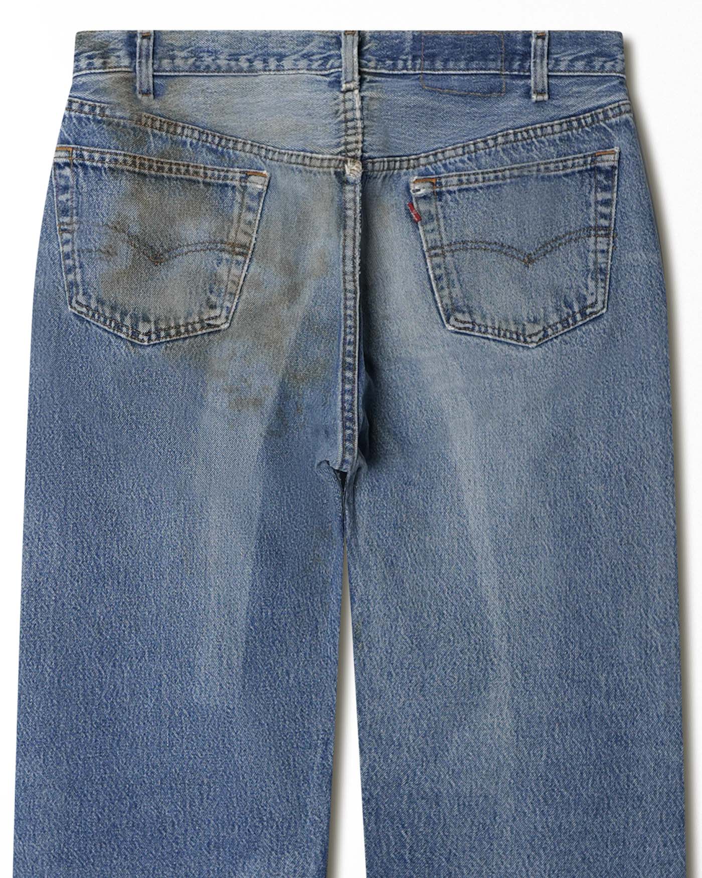 LEVI'S 501 MID-WASH STAINED JEANS