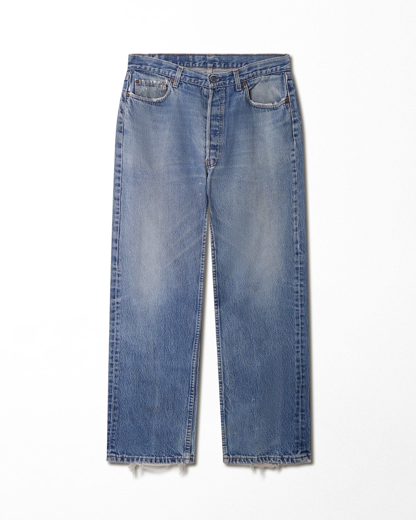 LEVI'S 501 MID-WASH STAINED JEANS