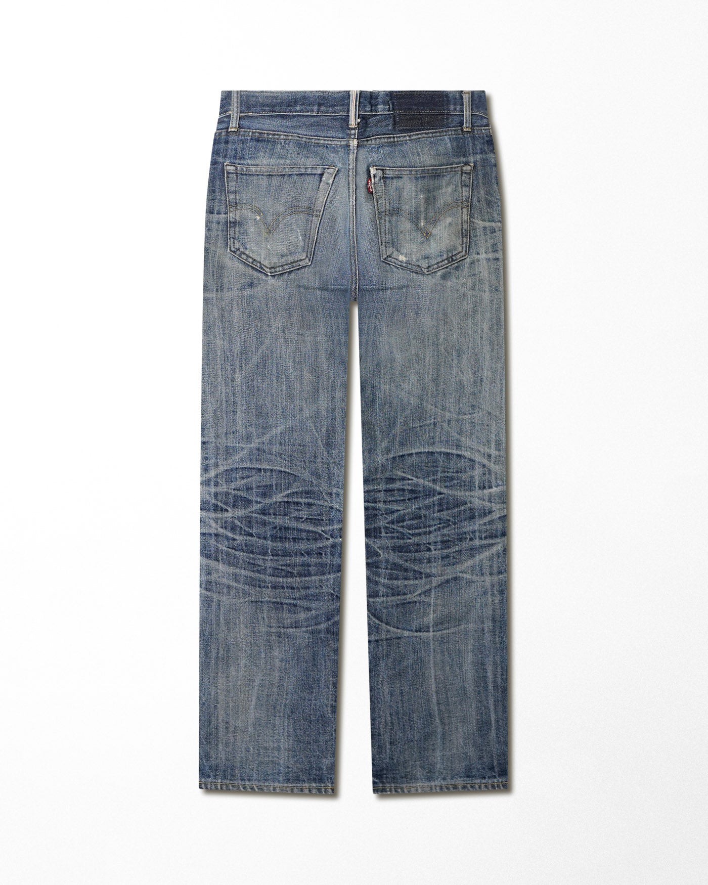 LEVI'S 501 SELVEDGE DARK WASH DISTRESSED JEANS