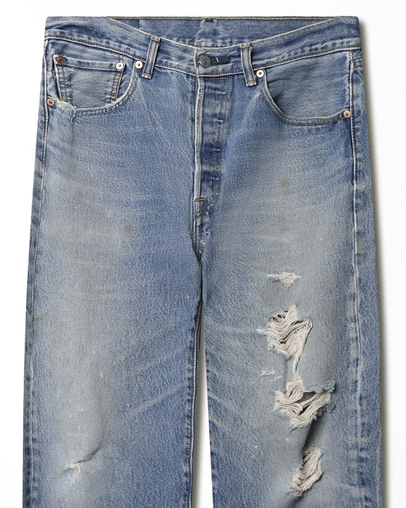LEVI'S 501 MID-WASH DISTRESSED JEANS