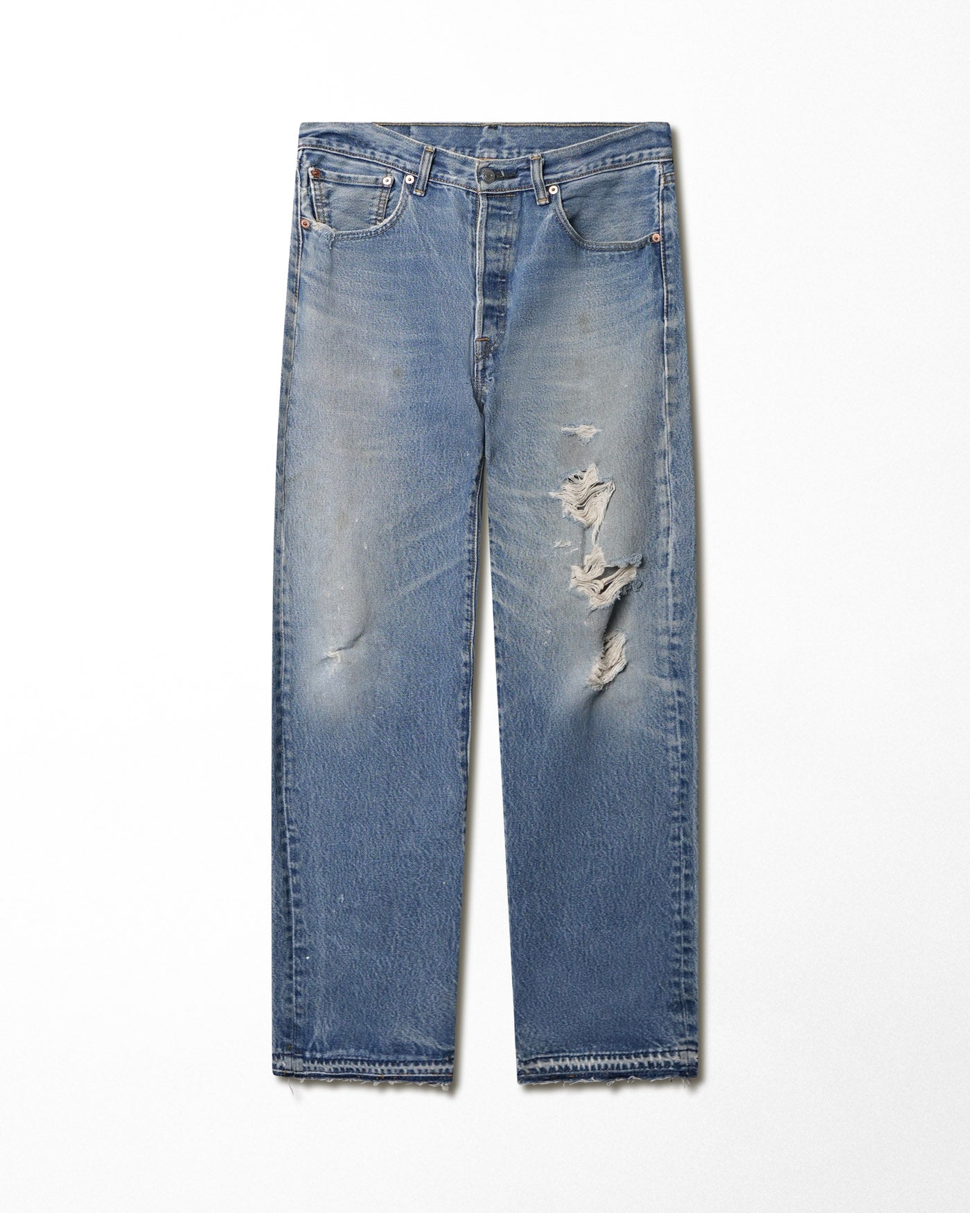 LEVI'S 501 MID-WASH DISTRESSED JEANS