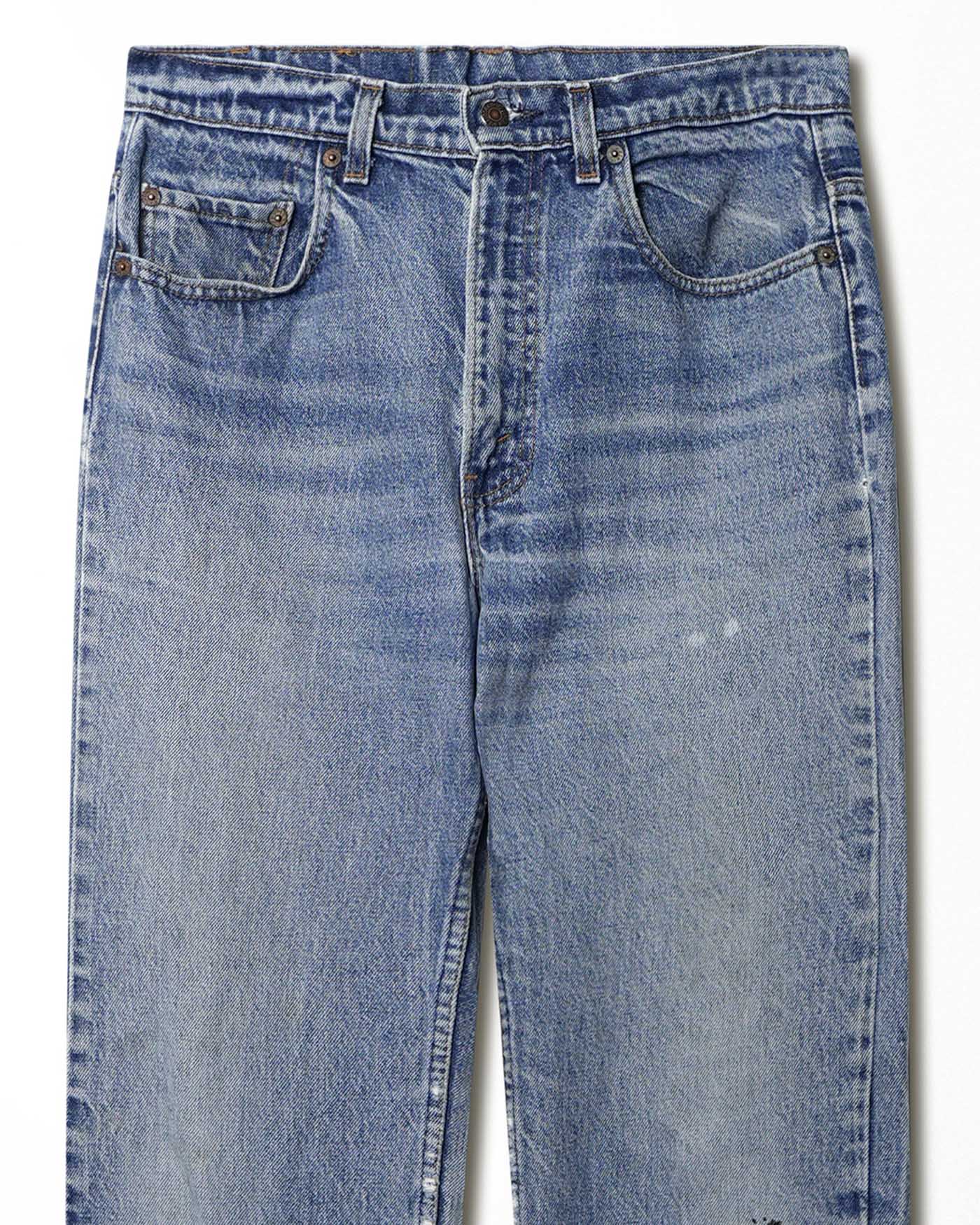 LEVI'S 501 MID WASH STAINED JEANS