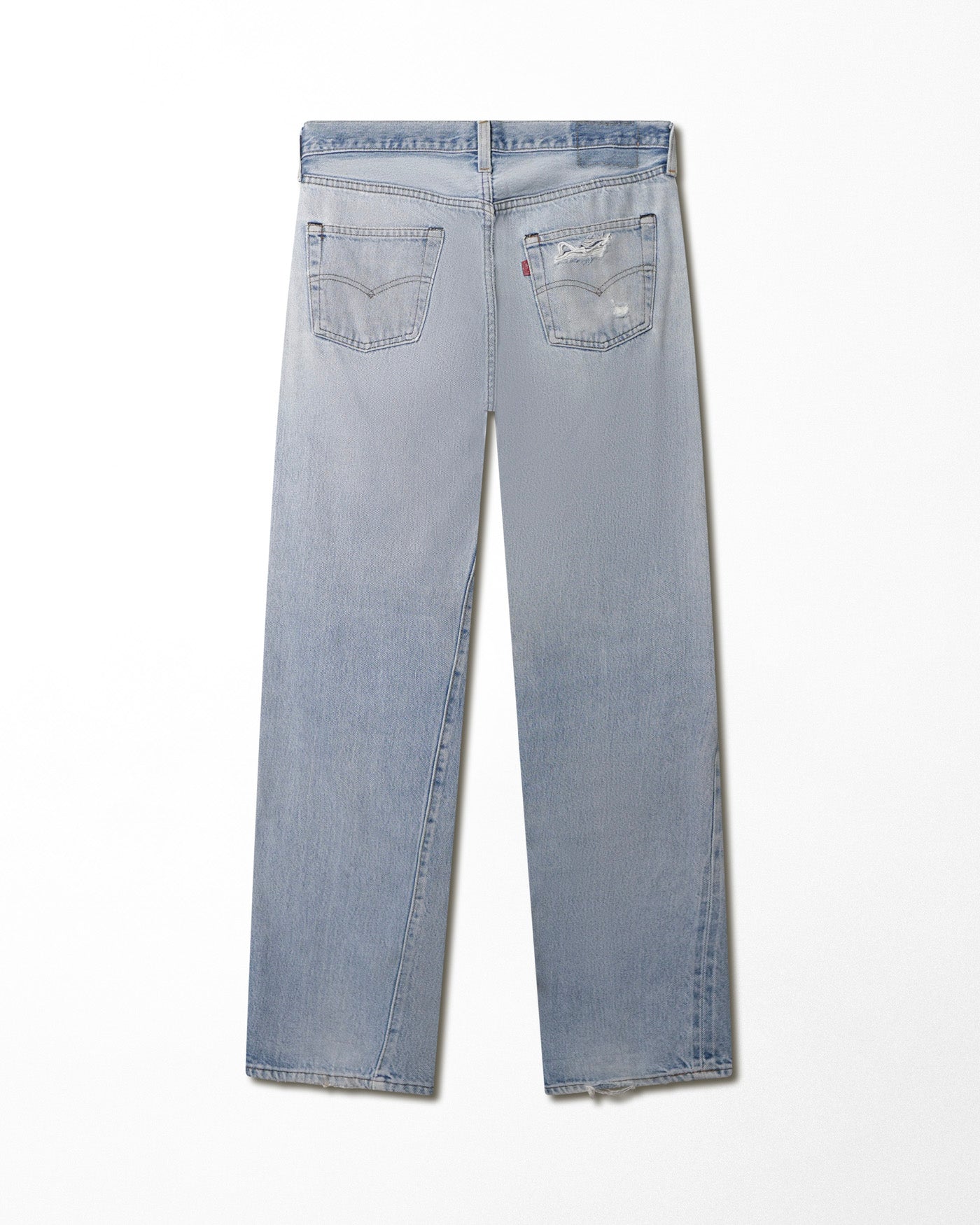 LEVI'S 501 LIGHT WASH SELVEDGE REPAIRED JEANS
