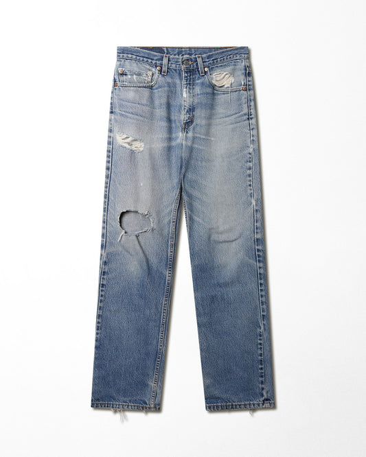 LEVI'S 517 MID WASH FADED DISTRESSED BOOTCUT JEANS