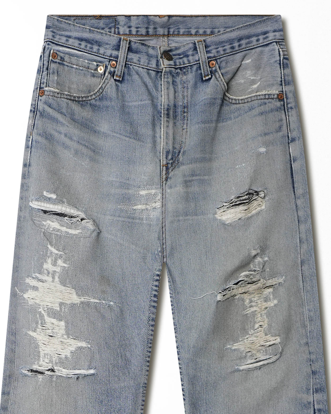 LEVI'S 501 MID-WASH DISTRESSED JEANS