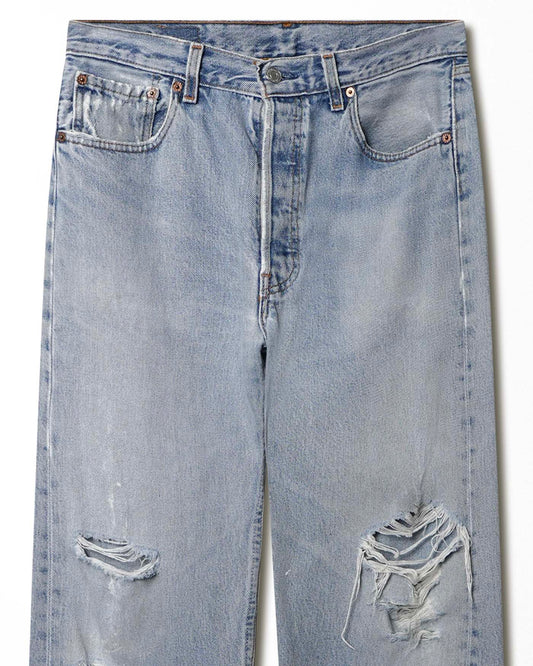 LEVI'S 501 LIGHT WASH DISTRESSED JEANS
