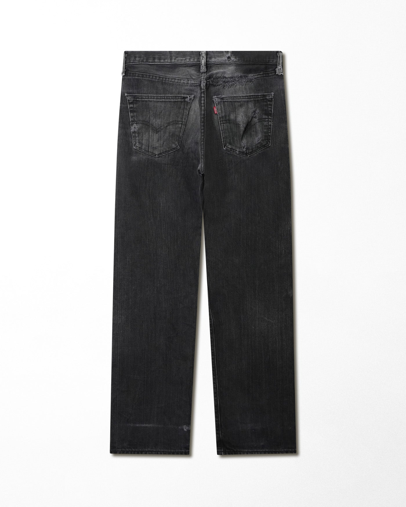 LEVI'S 501 BLACK FADED DISTRESSED JEANS