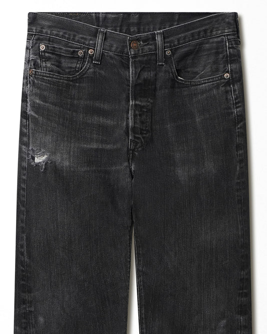 LEVI'S 501 BLACK FADED DISTRESSED JEANS