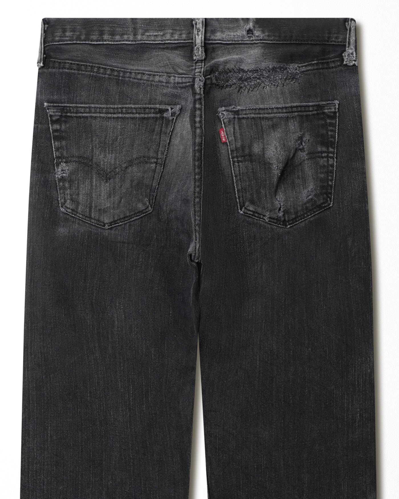 LEVI'S 501 BLACK FADED DISTRESSED JEANS