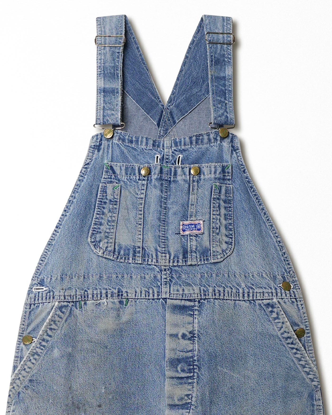 BIG SMITH MID-WASH DISTRESSED OVERALLS