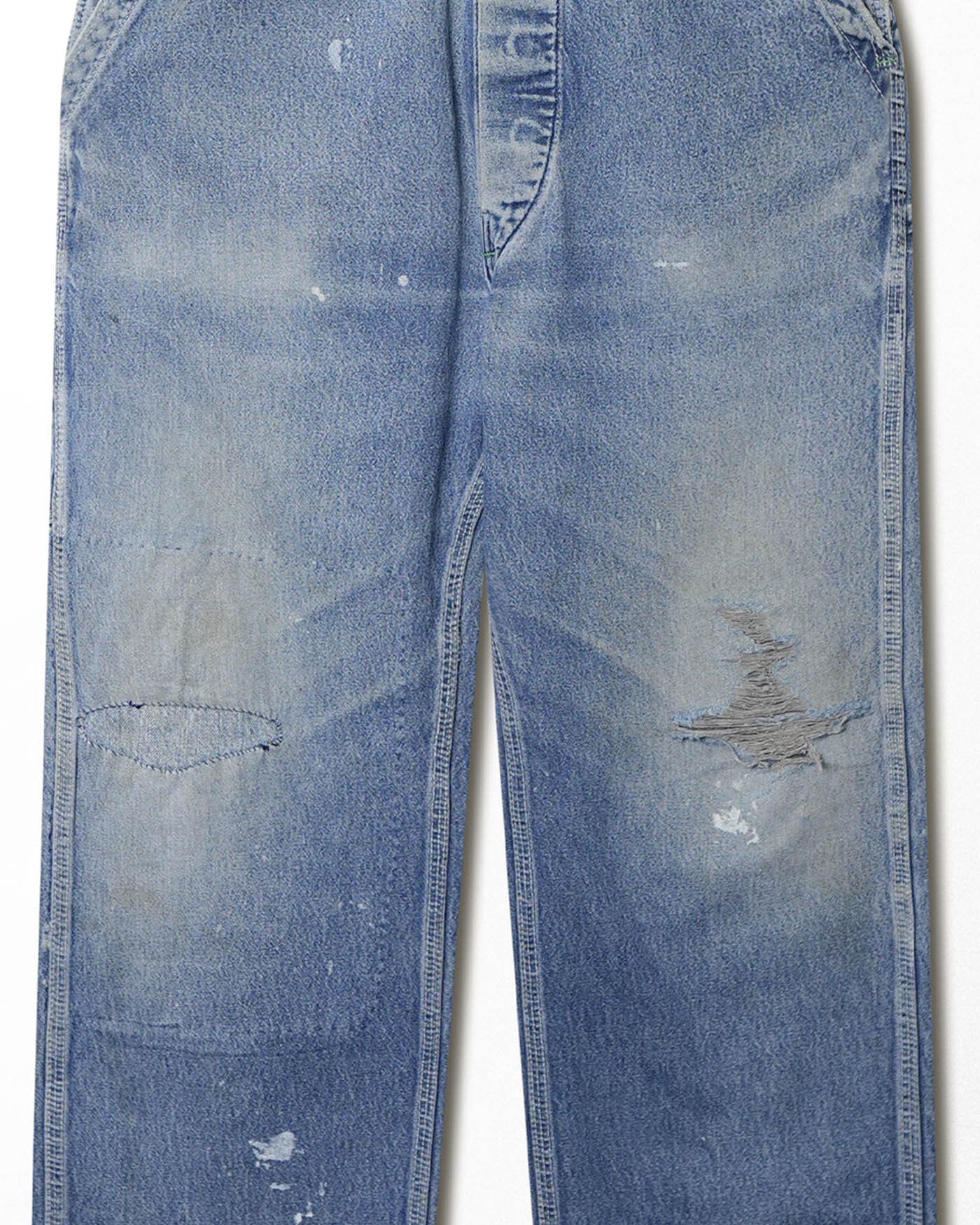 BIG SMITH MID-WASH DISTRESSED OVERALLS
