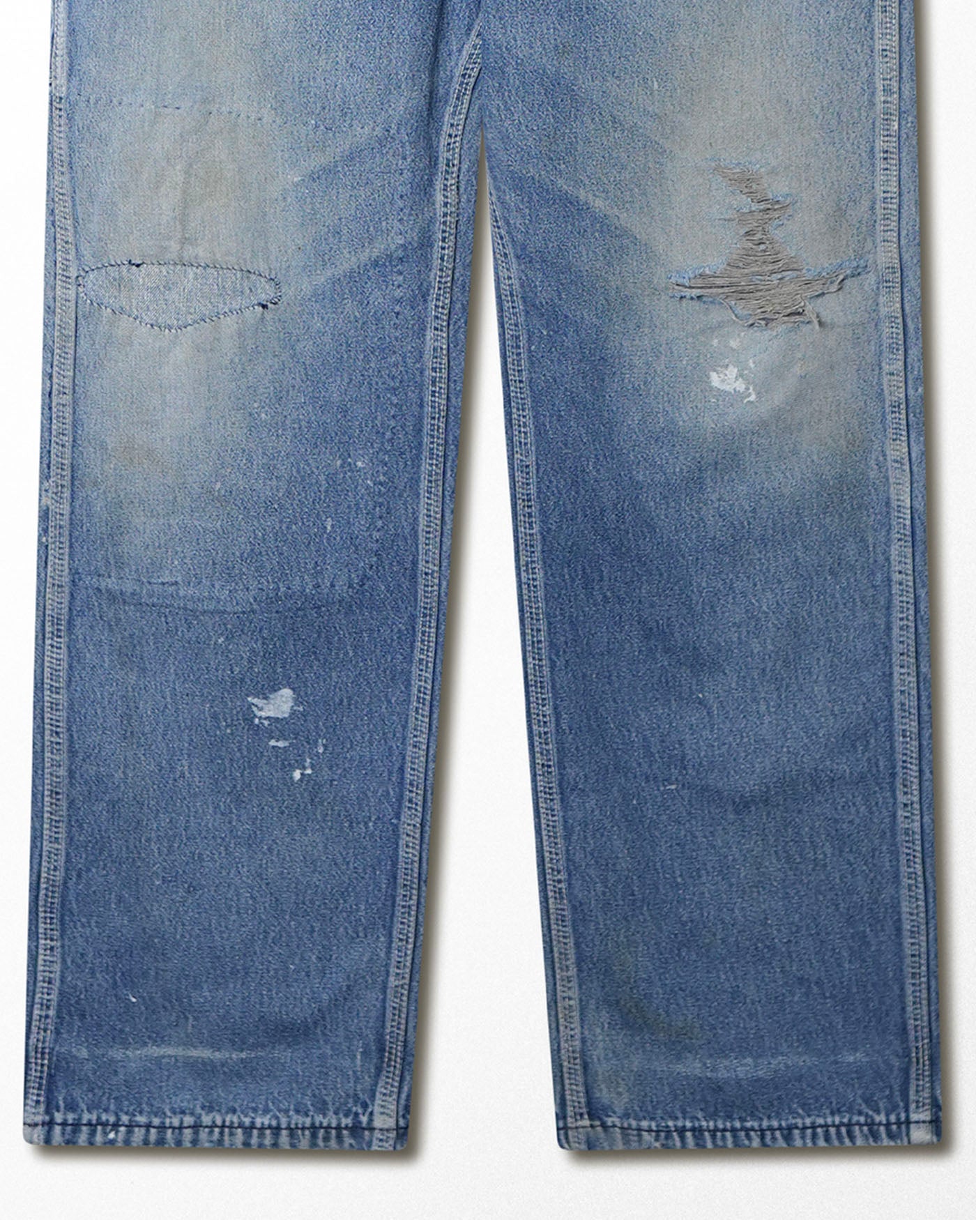 BIG SMITH MID-WASH DISTRESSED OVERALLS