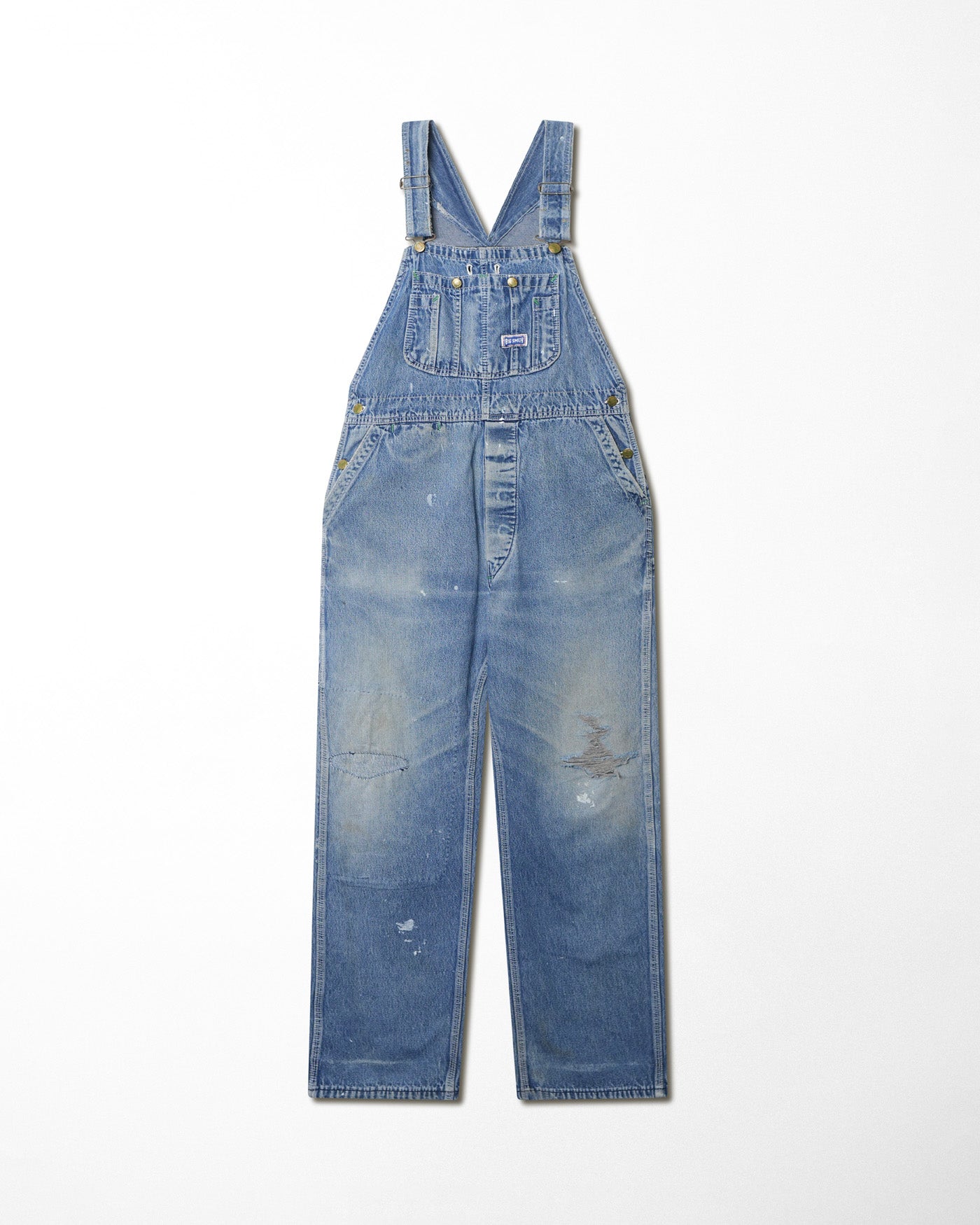 BIG SMITH MID-WASH DISTRESSED OVERALLS