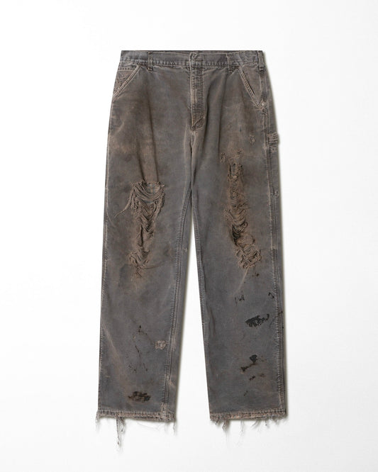 CARHARTT GREY FADED THRASHED LINED PANTS