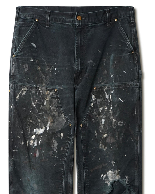 CARHARTT BLACK FADED PAINTED DOUBLE KNEE PANTS
