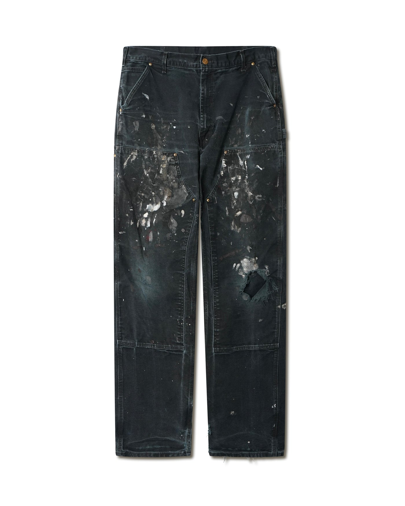 CARHARTT BLACK FADED PAINTED DOUBLE KNEE PANTS