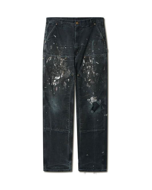 CARHARTT BLACK FADED PAINTED DOUBLE KNEE PANTS