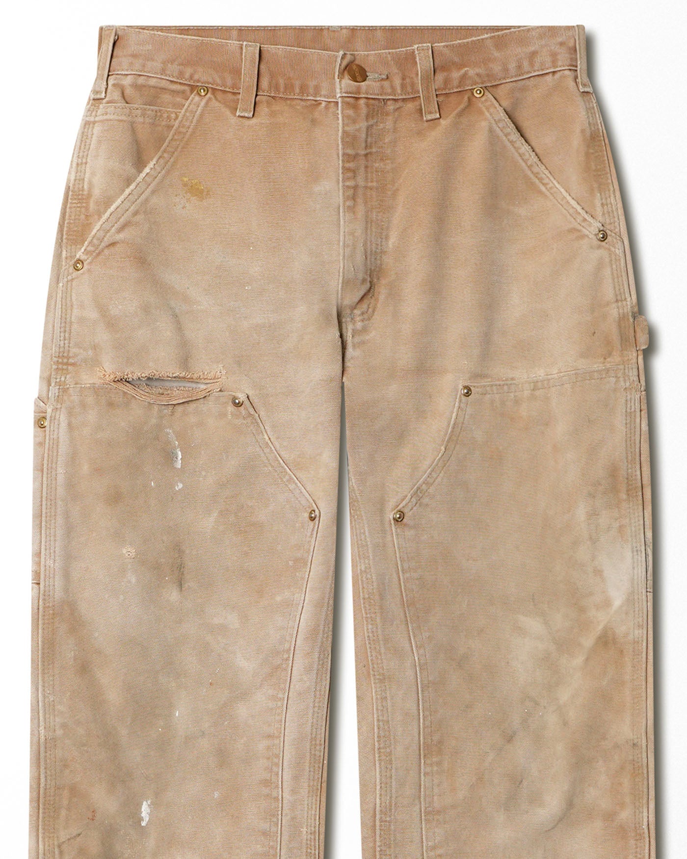 CARHARTT BEIGE FADED STAINED DOUBLE KNEE PANTS