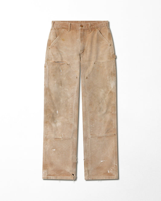 CARHARTT BEIGE FADED STAINED DOUBLE KNEE PANTS
