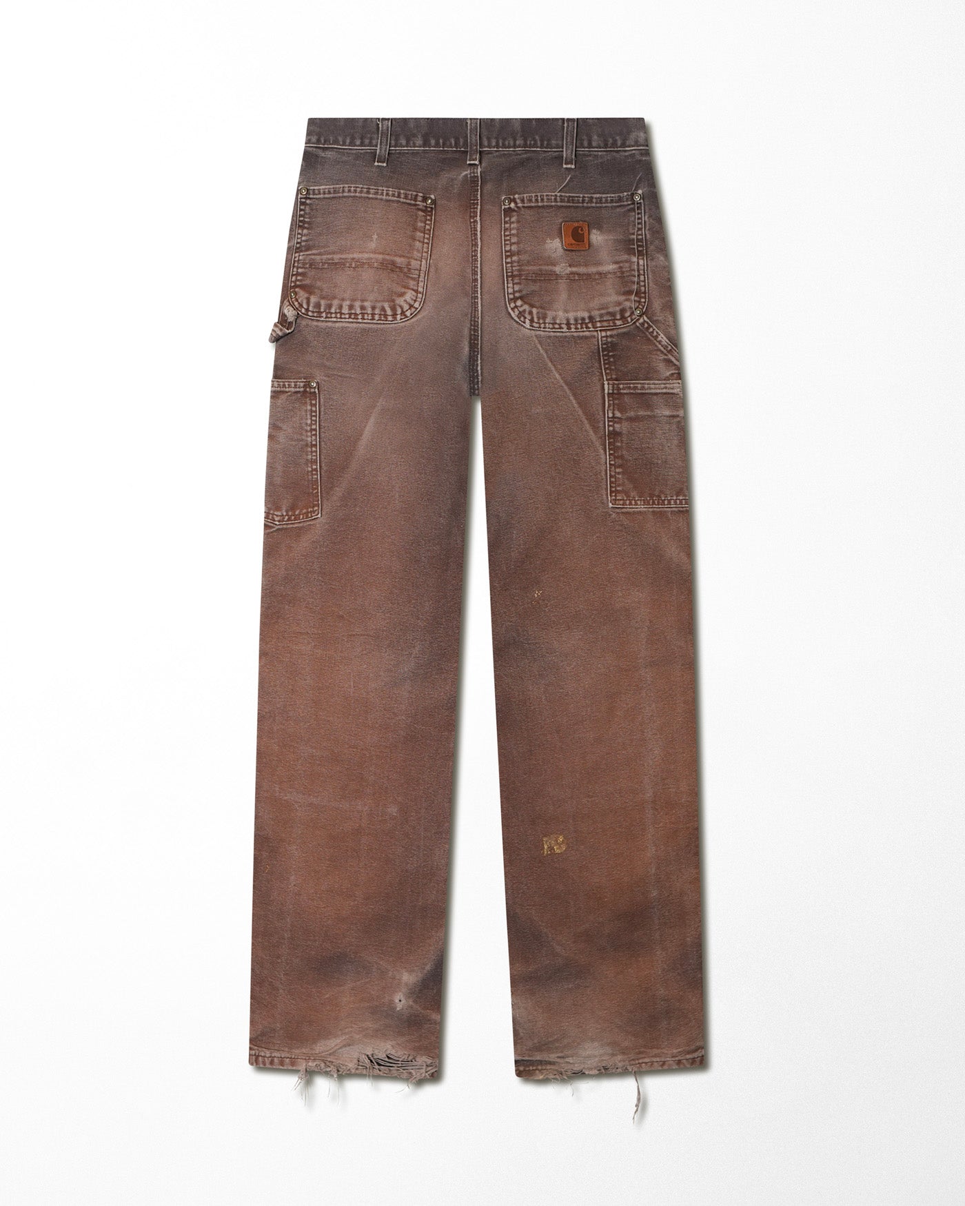CARHARTT BROWN FADED STAINED DOUBLE KNEE PANTS