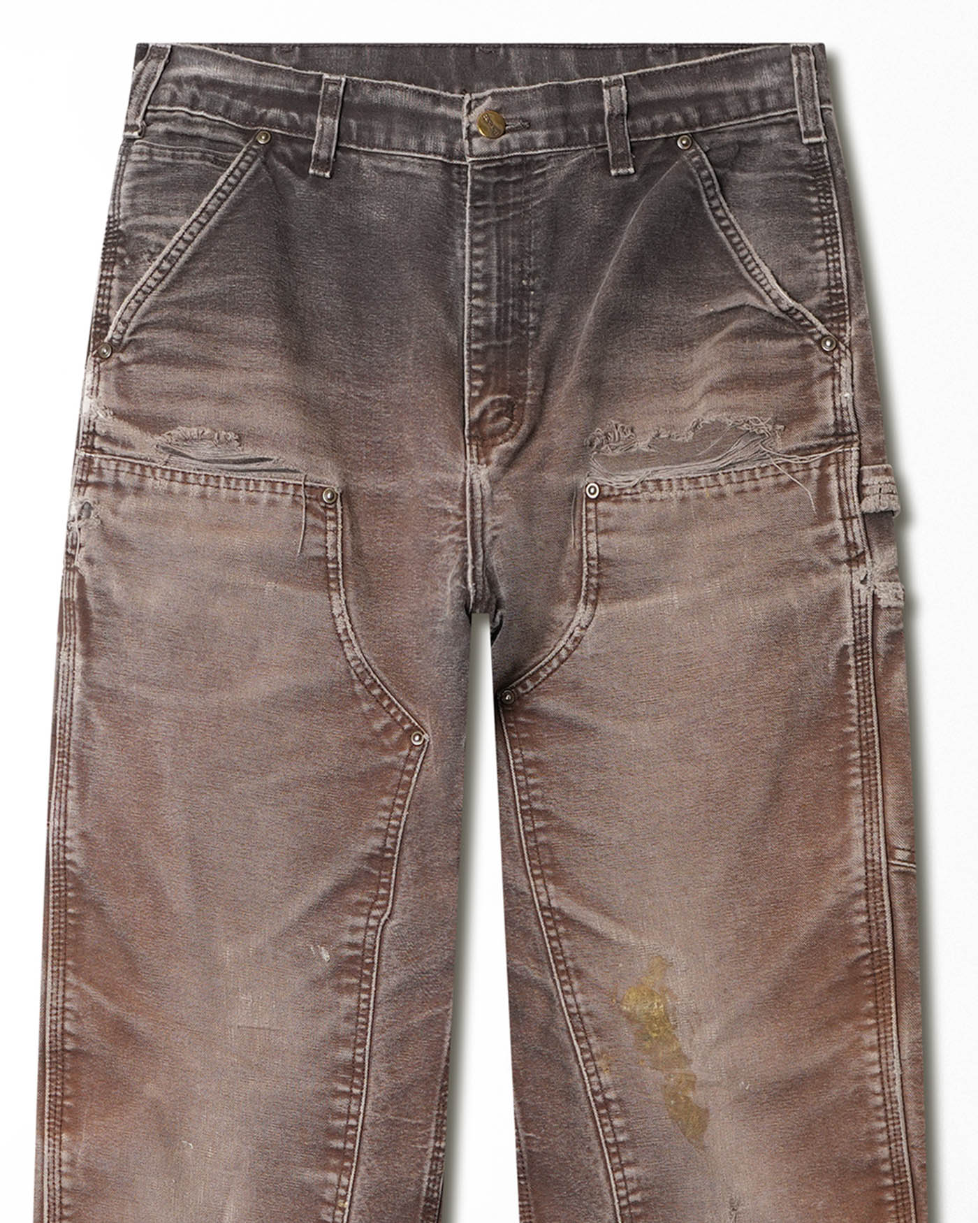 CARHARTT BROWN FADED STAINED DOUBLE KNEE PANTS