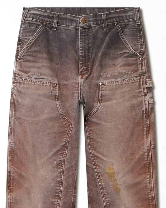 CARHARTT BROWN FADED STAINED DOUBLE KNEE PANTS