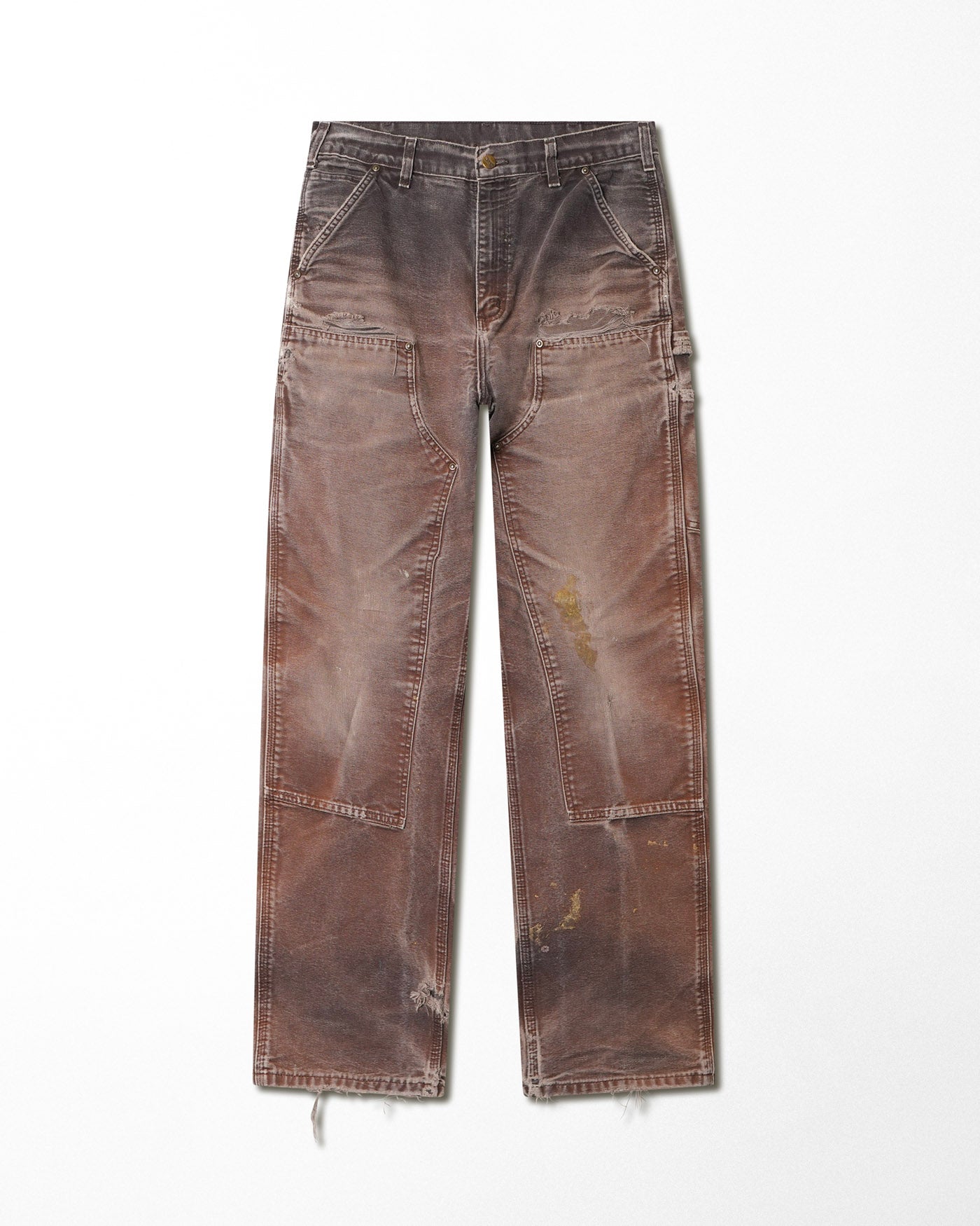 CARHARTT BROWN FADED STAINED DOUBLE KNEE PANTS