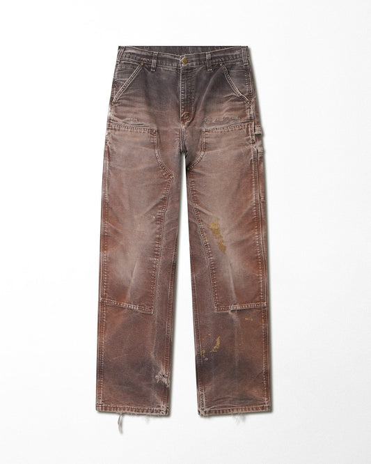 CARHARTT BROWN FADED STAINED DOUBLE KNEE PANTS