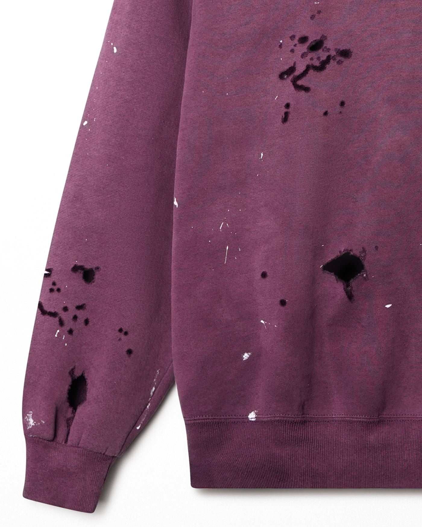 RUSSELL FADED AND DISTRESSED PURPLE SWEATER